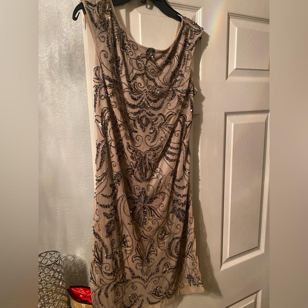 Adrianna Papell short beaded evening dress